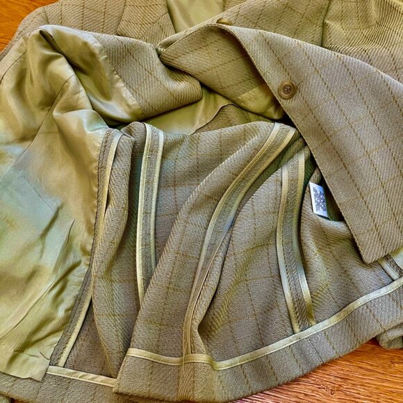 Vintage Anne Klein II Light Wool Blend Green Jacket Blazer Size 16 Made in USA - Picture 10 of 14
